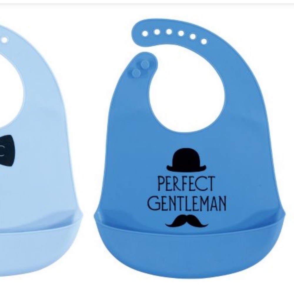 Hudson Baby Infant Boy Silicone Bibs 2pk, Perfect Gentleman, One Size